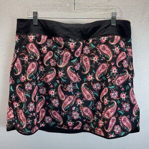 LANDS’ END Womens' Black Pink Paisley‎ Swim Skirt Size 16 EUC